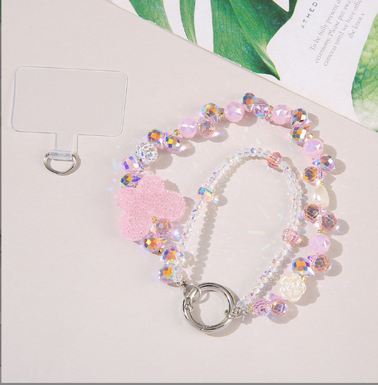 Camellia crystal keychain