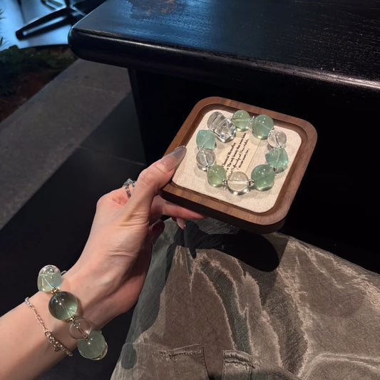Green Tourmaline ——Handcrafted Natural Crystal Beaded Bracelet